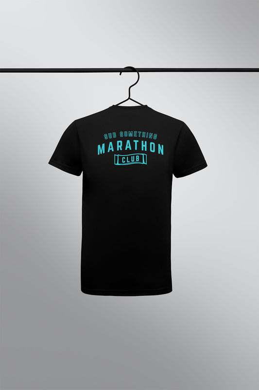 Sub Something Marathon Club T-Shirt - Black Cyan - Mens