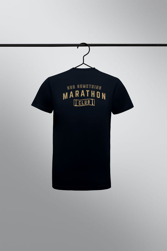 Sub Something Marathon Club T-Shirt - Black Gold - Mens