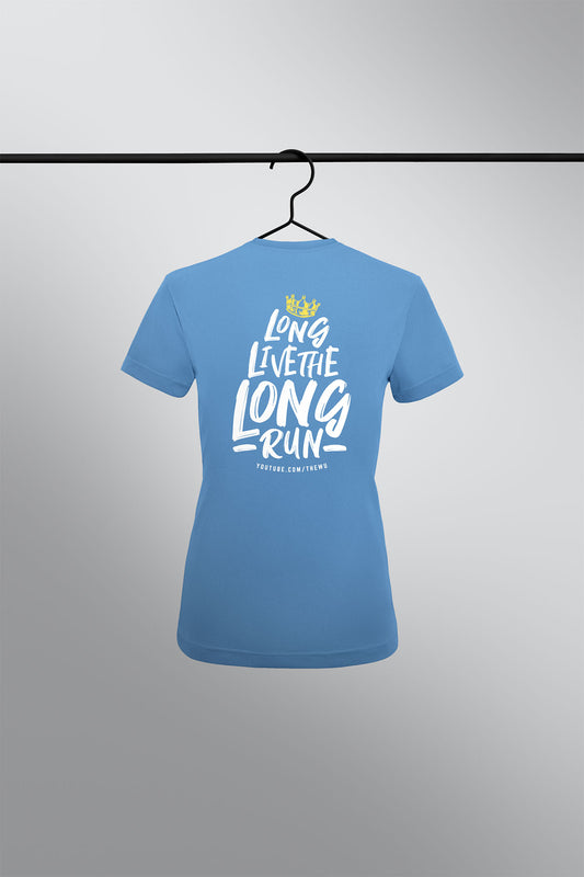 Long Live The Long Run T-Shirt - Sky Blue White - Womens