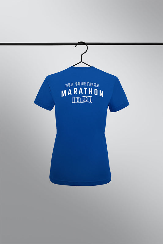 Sub Something Marathon Club T-Shirt - Royal Blue White - Womens